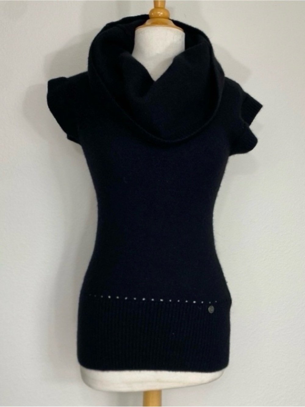 A/X Armani Exchange Women Black Metallic Cowl Neck Wool Mix Tunic Sweater Size S
